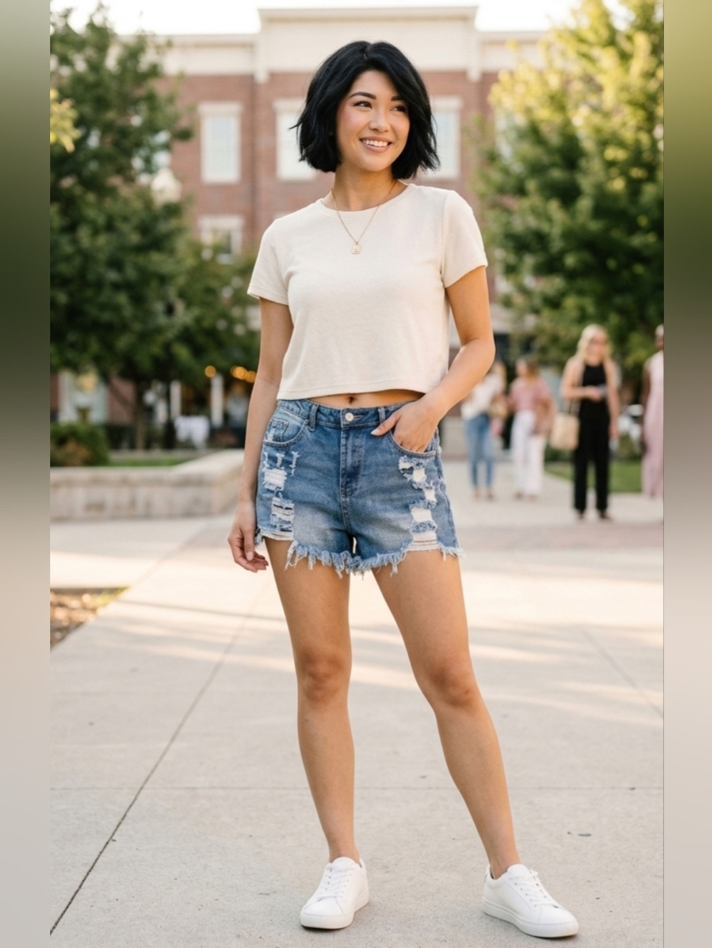 Almost Famous Distressed Light Blue Denim Shorts